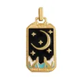 Golden Tarot Moon pendant accessory in brass with black enamel and zircon inlay - M801139-Black