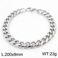 Classic silver stainless steel Cuban link bracelet with 9mm width and lobster clasp - 9mm Silver