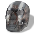Máscara de esqueleto media cara gris con óxido y rejilla metálica para Halloween - Estilo Gris Dañado por la Batalla (HDY23008)