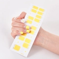 Self-adhesive nail stickers featuring yellow French tips and white daisy flowers, UNE033 - Yellow French White Daisy Style (UNE-33)
