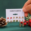 Weihnachts-Ohrring-Set mit Weihnachtsmann, Schneeflocke und Rentier-Steckern in Gold - 6-Paar Weihnachts-Ohrring-Set (05 KC-Gold K-684)