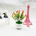 Artificial succulent aloe plant with red flowers in a white textured pot for desk decor - Bright Red Baby's Breath