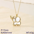 Collana con ciondolo elefante dorato con intarsio in madreperla e occhio di diamante - Oro