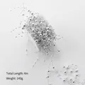 Silver Christmas bead garland 4m length for tree decoration and DIY holiday scene - Silver Star Dust Bead Chain 4m