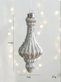 Silver drop Christmas tree ornament with vertical ribs and sequins, 16x7cm size - Silver Sequin Icicle