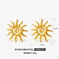 Gouden zonne-oorknopjes van roestvrij staal met gehamerde textuur, 3,5 cm groot - Zonvorm (ZN1609) / Goud