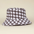 Chapeau bob classique à carreaux marron et blanc pour femme, style d'été et pare-soleil chic - M(56-58cm) / Café