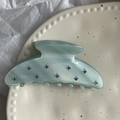 Pinza para el cabello azul con diamantes de acetato en un plato de cerámica - 2# Pinza Curvada con Diamantes Azules / Azul Curvado