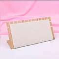 Bamboo and beige fabric necklace display stand with multi-slot sawtooth design - Beige Velvet - 12 Slot Horizontal Stand
