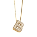 Vergoldete Halskette mit Buchstabe B und Zirkonia-Besatz an einer Box-Kette - Buchstabe B / Gold