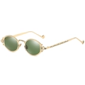 Occhiali steampunk vintage con montatura dorata intagliata e lenti verde scuro - Oro G15 Verde Scuro C6
