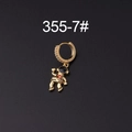 Gold astronaut earring with zircon inlay and black enamel helmet details, model 355-7# - Astronaut Black Mask Style (355-7#)