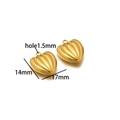Golden 18K heart pendant charm with vertical texture and 14x17mm dimensions - Gold Heart 01