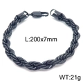 7mm wide black twisted rope chain bracelet with lobster clasp in 200mm length - 7mm / 20cm / Black