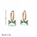 Golden bow hoop earrings with green zircon stones measuring 17.6mm in height - Gold-Green Zirconia