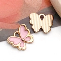 Rosa Emaille Schmetterling Anhänger in Goldoptik für DIY Schmuckherstellung - Rosa Schmetterling (13x10,5 mm)