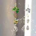 Four-leaf clover crystal suncatcher pendant with colorful beads for window decoration - Four-Leaf Clover