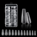 Professional clear press-on nail kit with boxed assorted sizes and size numbers - Almond Style (BSW06)