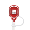 Silicone straw cover in blood bag design with red and white color for nurse theme - 1718-15 Red Blood Bag