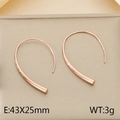 Minimalist geometric titanium steel drop earrings in rose gold finish with long curved hooks - Rose Gold (KE101477-K)
