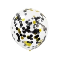 12-inch transparent latex balloon with black and gold round confetti for party decor - Yellow Black Sequins