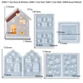 Detailansicht der Silikonform-Komponenten für DIY-Kerzenhalter in Hausform mit Sternen - Stern Haus 4-teiliges Set