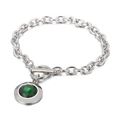 Bracelet en acier titane argenté avec pendentif en cristal vert et fermoir OT - Style Chaîne Argentée Strass Vert (KB162164-Z)