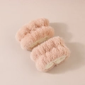 Pink plush wrist washbands for face washing made of soft absorbent coral fleece - Brown - 2-piece Wristband Set (3 Threads)