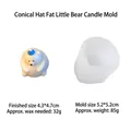 3D bear silicone mold for candles and cakes with blue polka dot party hat design - Chubby Bear with Pointed Hat