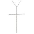 Collana a croce argento con zirconi micro-pavé e catena a maglie sottili da donna - Stile Croce Argentata in Zircone Bianco Snello (NB02-6) / Argento/Bianco