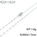 Zilveren roestvrijstalen lipketting met platte reliëfschakels, 600 mm lang en 1,7 mm breed - Zilveren Stijl (KN118257-Z)