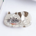 Fermaglio per capelli a forma di gatto in acetato marmorizzato con campanello - Stile Gatto Marmorizzato Latteo (D15-2-9)