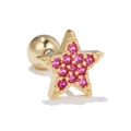 Gold star stud earrings with pink cubic zirconia stones and secure ball back closure - Star / Pink