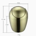 Mini pattumiera da scrivania dorata a forma di uovo in acciaio inox con coperchio - Altezza 19,5 cm / Nuovo Oro Champagne