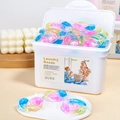 5D concentrated laundry detergent pods with pink fragrance beads in white storage box - 4-In-1 Wild Bluebell Scent (30 Pods/Box)