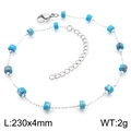 Bohemian silver chain anklet featuring blue turquoise beads with lobster clasp and extension - Silver Blue Faux Turquoise Style (KJ3897-Z)