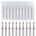 Dettaglio di 10 punte diamantate a sfera per manicure russa e rimozione delle cuticole delle unghie - Set di Punte a Forma di Sfera (OMA04)