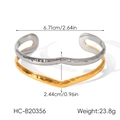 Detaillierte Maße für zweifarbig gehämmerten Wellenarmreif mit Größenangaben in cm - Gold und Silber Bi-Color Zweilagiger Wellenförmiger Hammerschlag-Stil (HC-B20356)