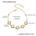 18k gold plated stainless steel bracelet with green glass stones and size details - Bracelet Only / Gold-White