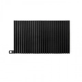 Rectangle black silicone heat resistant mat with parallel ridges and hanging hole - Black