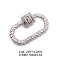 Silver twisted rope oval screw clasp pendant bead for necklaces and bracelets - Style 22 (Silver Twisted Rope Oval Clasp 29x18mm)
