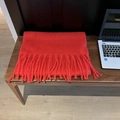 Solid red faux cashmere scarf with thick tassels and soft knit texture for winter - True Red
