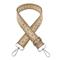 Details des verstellbaren Taschenriemens mit Gold-Silber-Webart und Metall-Karabiner - Stil 6 + Silberne Schnalle