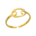 Minimalist gold stainless steel open ring with a Cancer zodiac sign cutout pattern - Cancer
