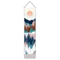 Vertical landscape tapestry with red sun and blue mountains in minimalist style - 32.5x130cm / Style 7