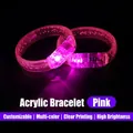 Pink glowing acrylic LED bracelet with bubble texture for concerts and events - Pink