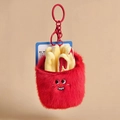 Portachiavi patatine fritte in peluche con ricamo a sorriso e gancio rosso - Patatine fritte / 9cm