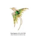 Spilla fenice stile cinese con gemma verde e scintillanti cristalli bianchi - Smalto Verde Fenice