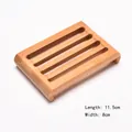 Bamboo soap dish with 4 drainage slots, measuring 11.5cm by 8cm in natural wood finish - Bamboo Style 08