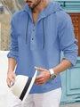 Men's light blue hooded long sleeve shirt with black buttons and breathable fabric - S / Light Blue